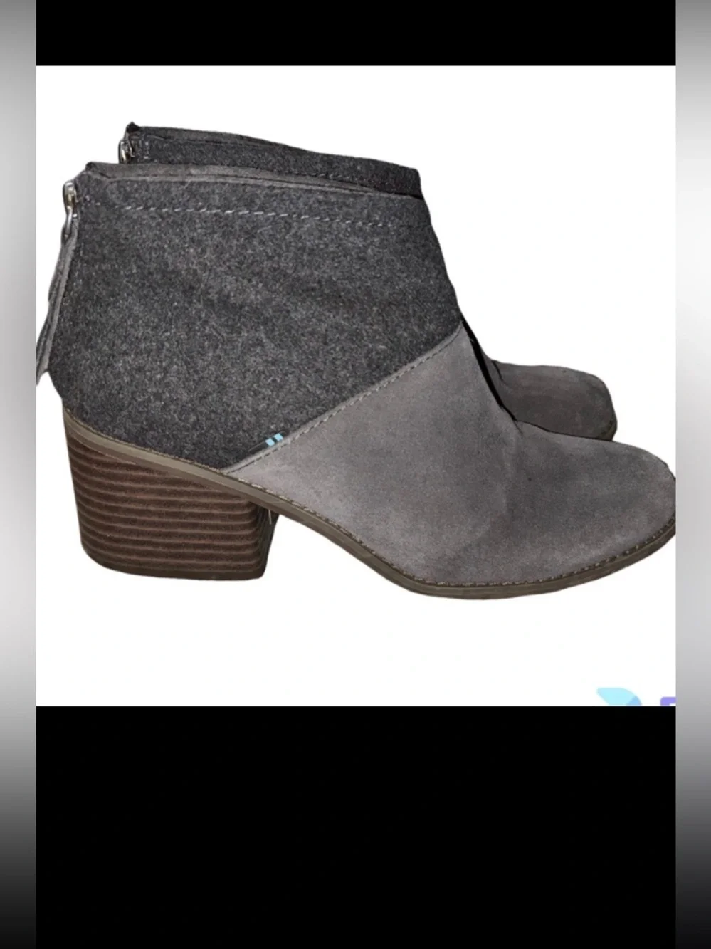 Toms Lacy Grey Suede Wool Booties 8